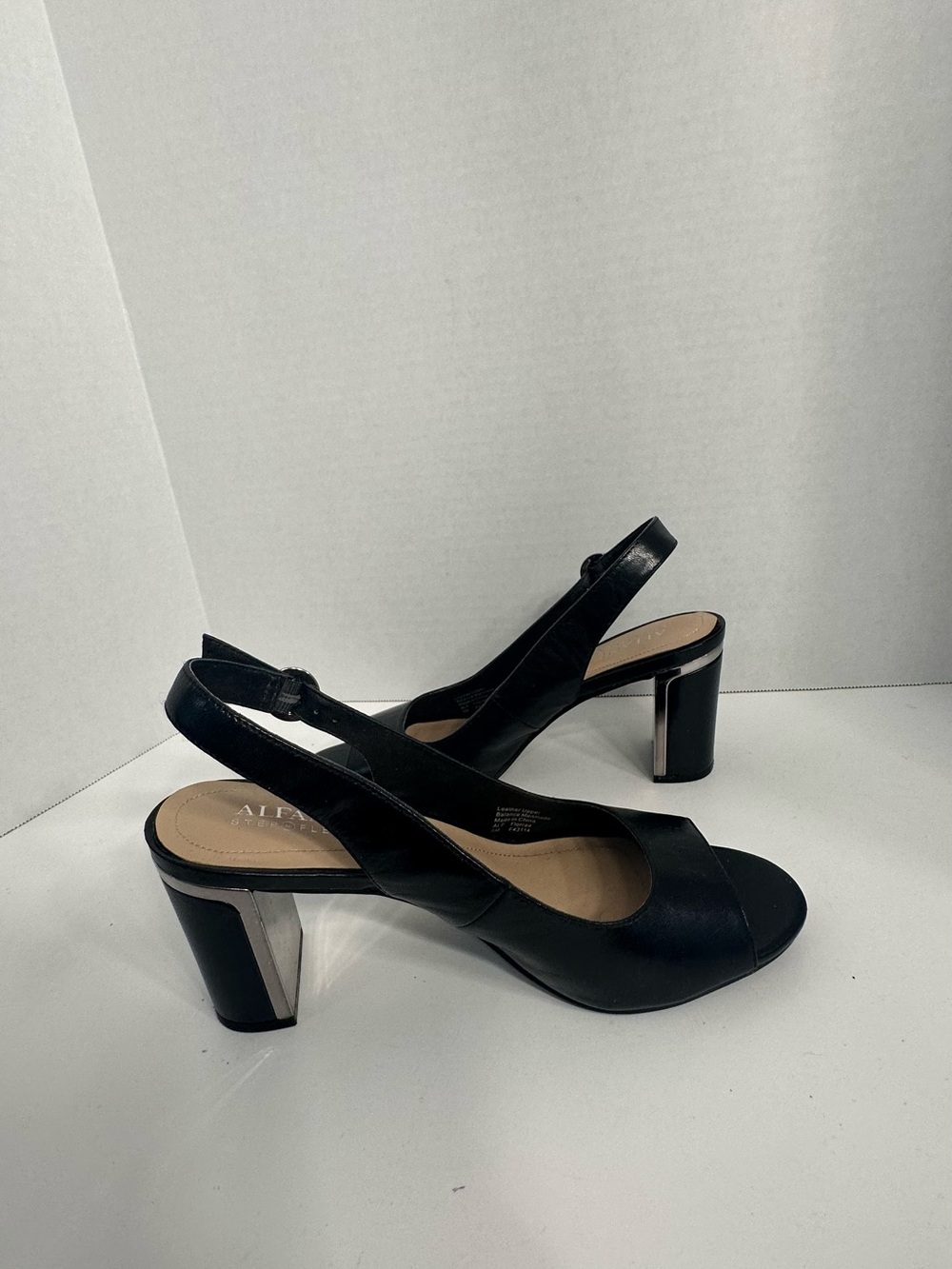 Alfani Black Leather Open-Toe Slingback Heels - Picture 5 of 10